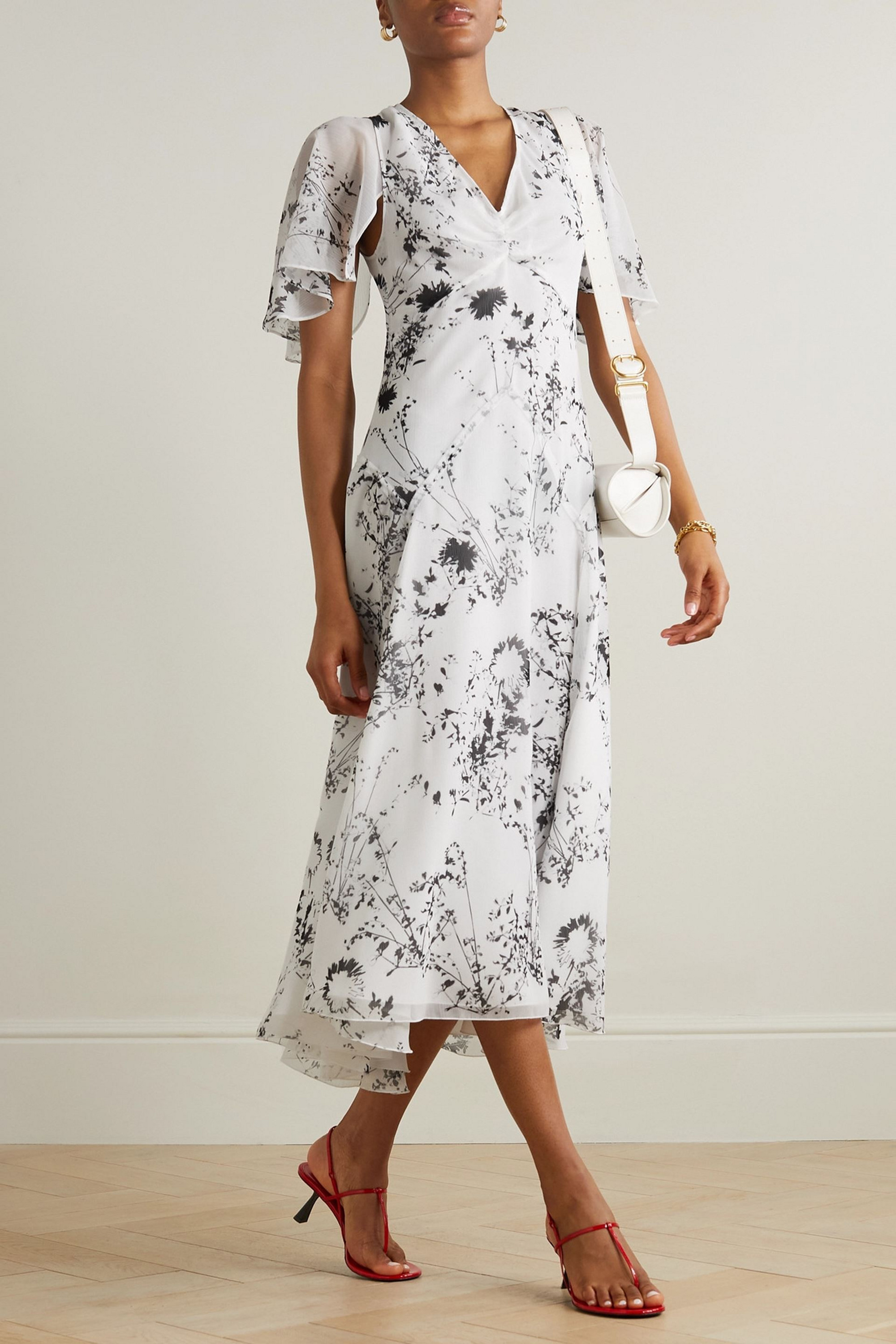 Victoria Beckham Floral-print chiffon midi dress