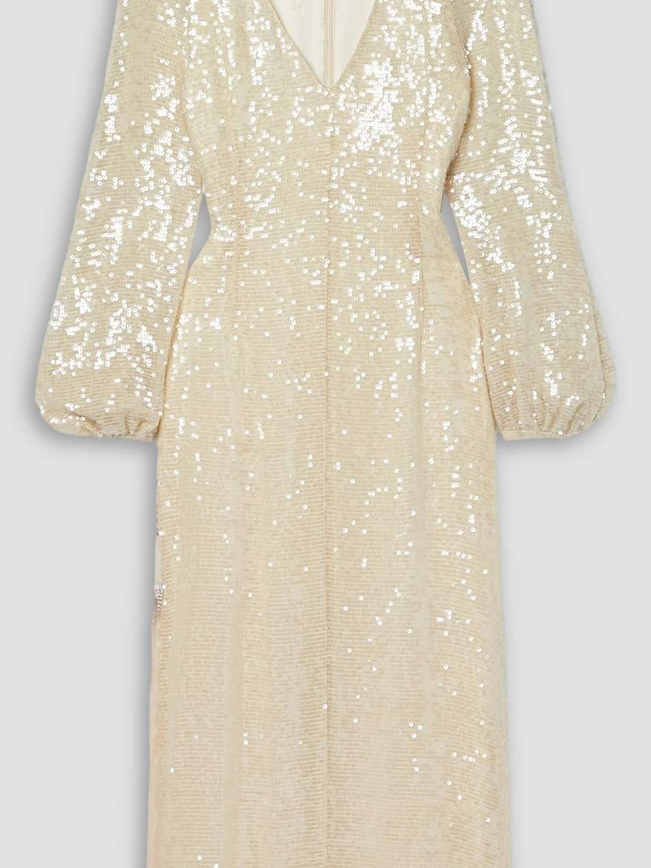 phyllis embellished tulle-trimmed georgette midi dress