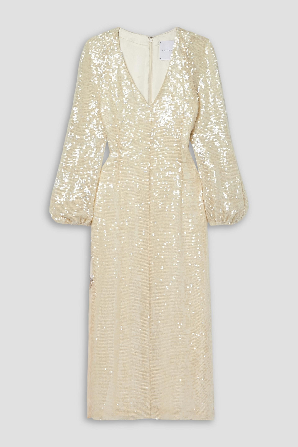 Markarian Phyllis Embellished Tulle-trimmed Georgette Midi Dress In Cream