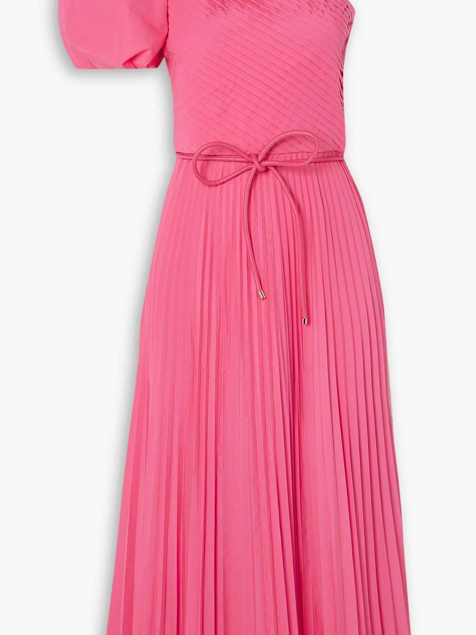 rosa one-shoulder pleated poplin midi dress