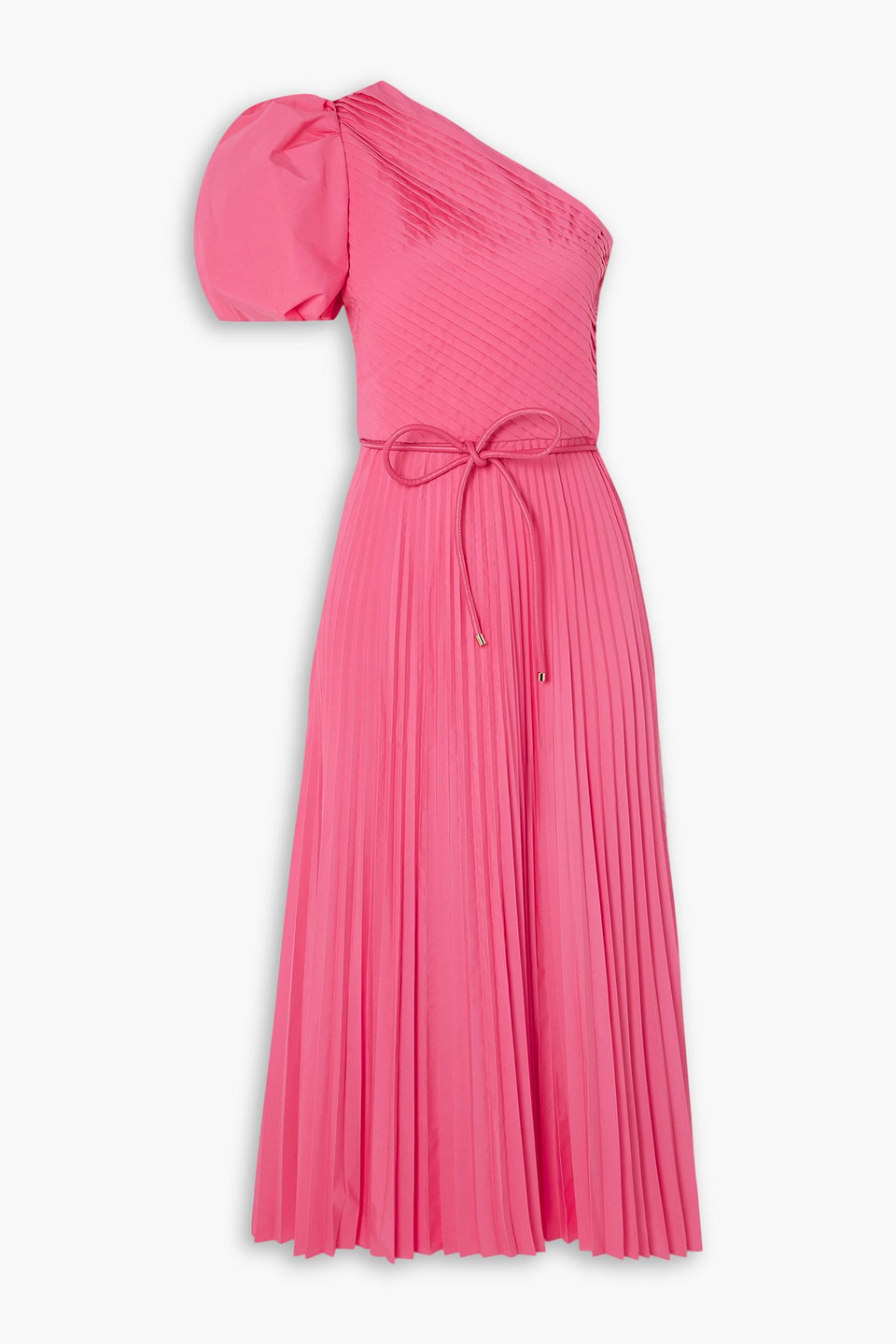 rebecca vallance - rosa one-shoulder pleated poplin midi dress - pink - uk/au 8