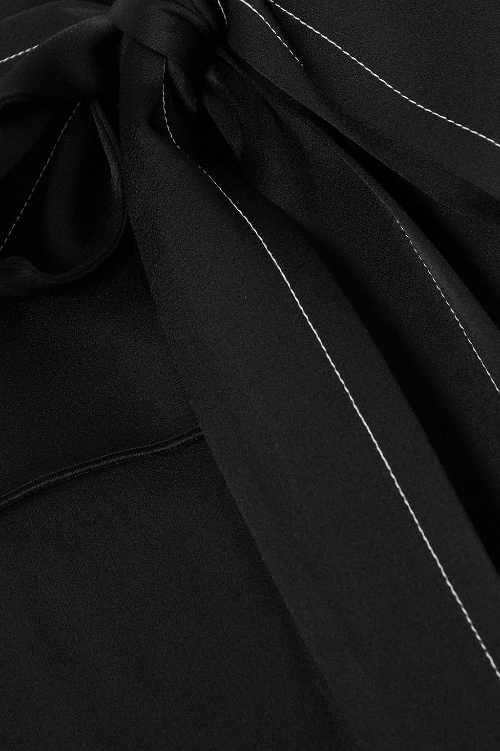 VICTORIA BECKHAM 벨트 새틴 미디 랩 스커트
