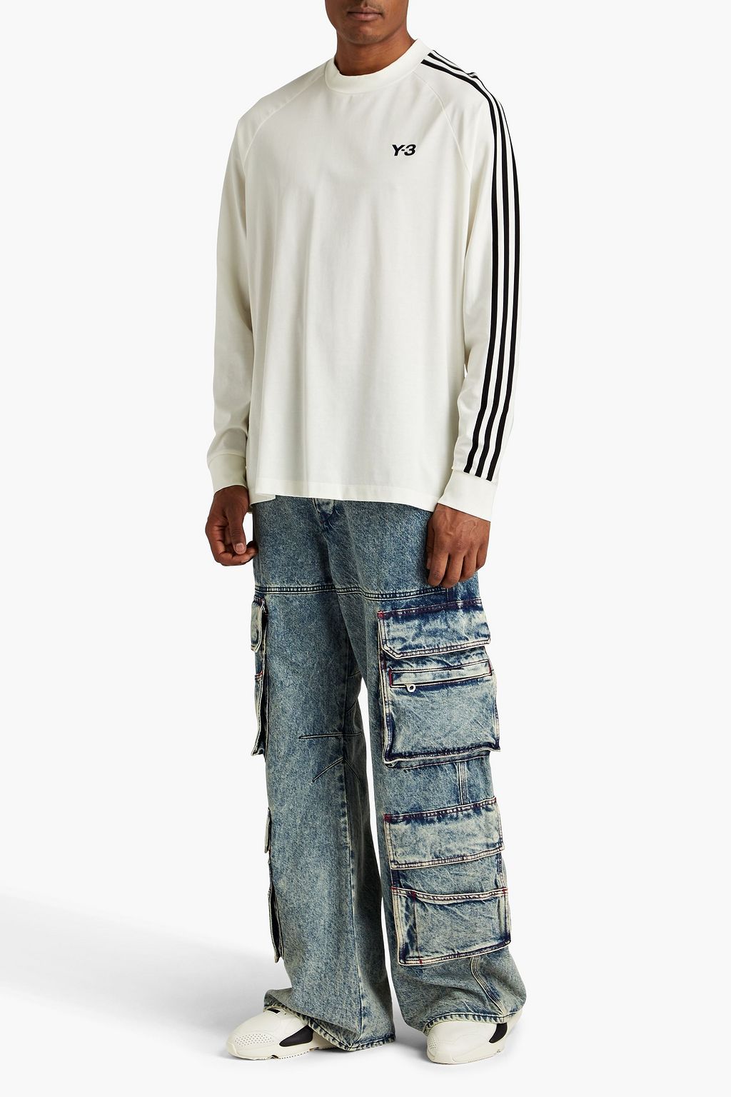 Y-3 Striped cotton-jersey T-shirt