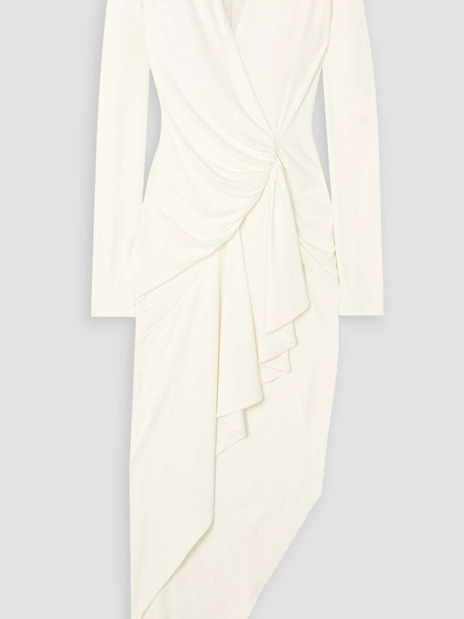 wrap-effect asymmetric stretch-jersey dress