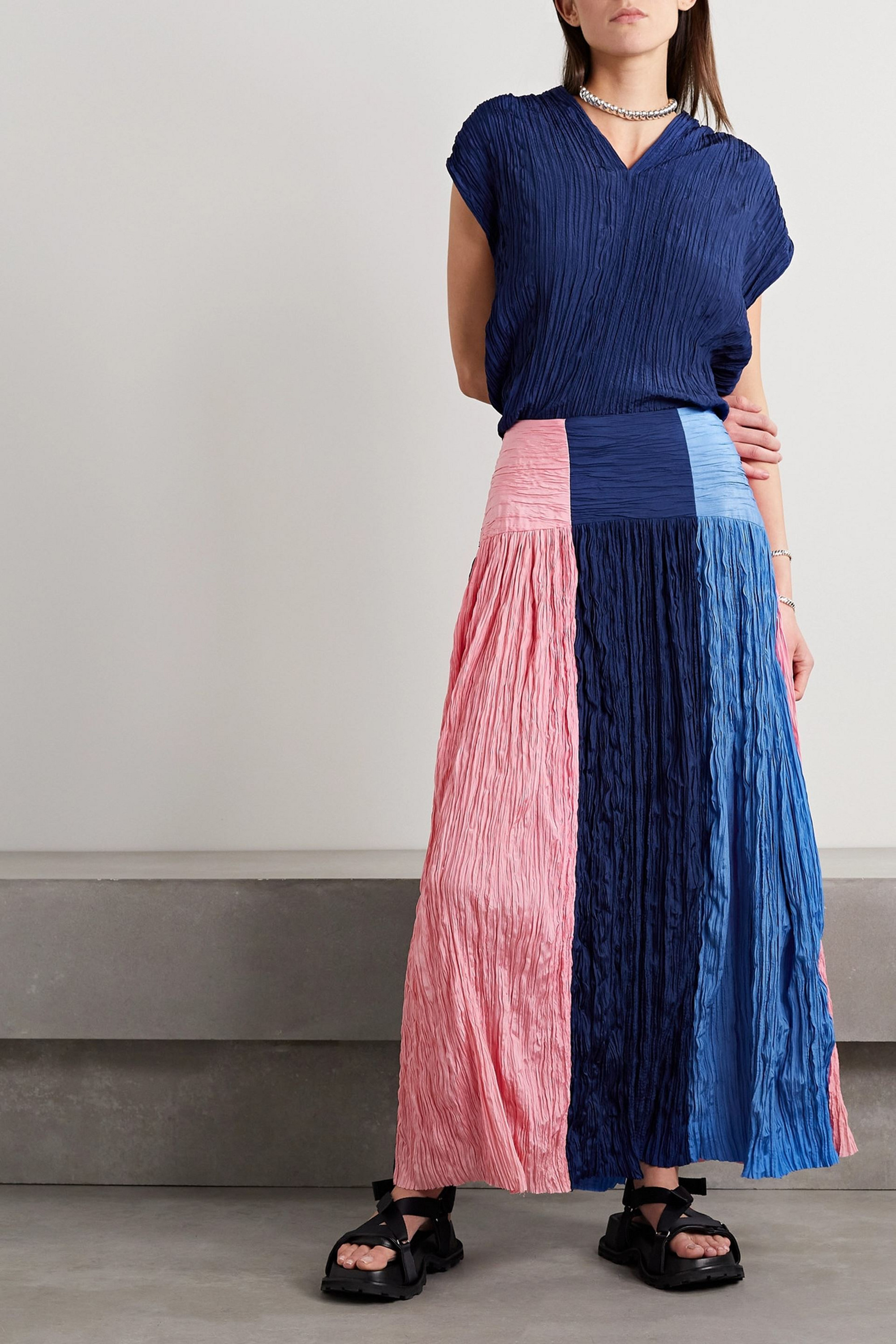 PARTOW Milo color-block crepon maxi skirt