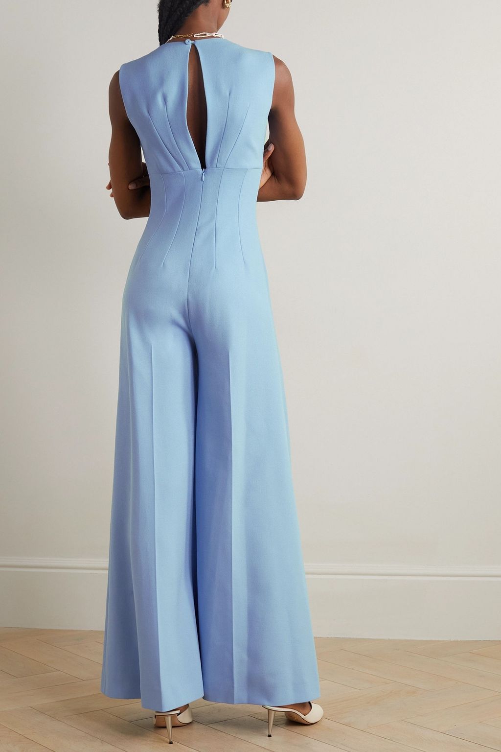 EMILIA WICKSTEAD جمبسوت Whitney مزمومة من الكريب والصوف