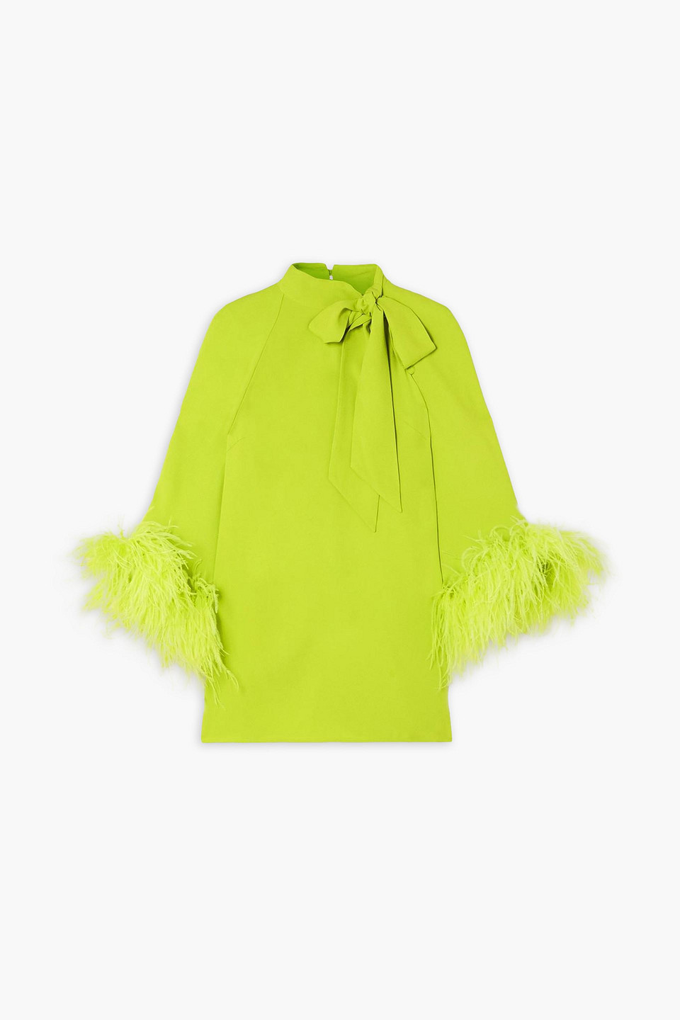 Huishan Zhang Colette Feather-trimmed Crepe Top In Lindgrün