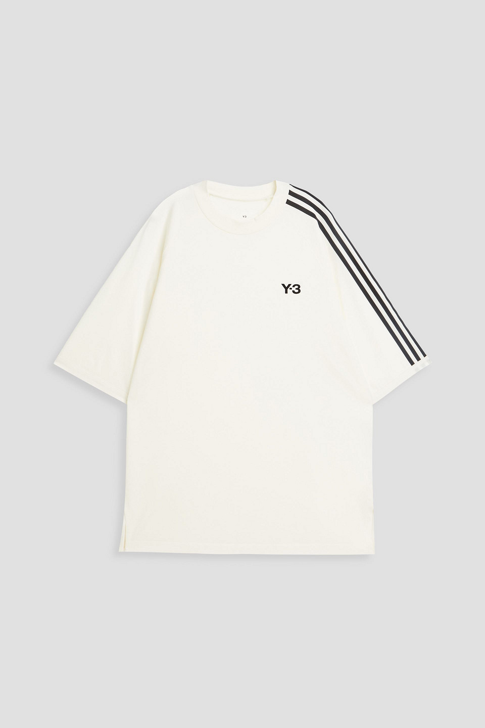 関税込【Y-3】Striped cotton jersey T-shirt Y-3 Striped Cotton-jersey T-shirt In Off-white | ModeSens