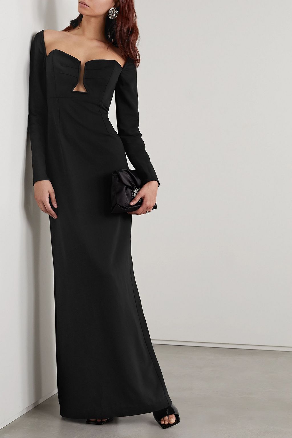 ROLAND MOURET Maxikleid aus Webstoff mit Cut-out