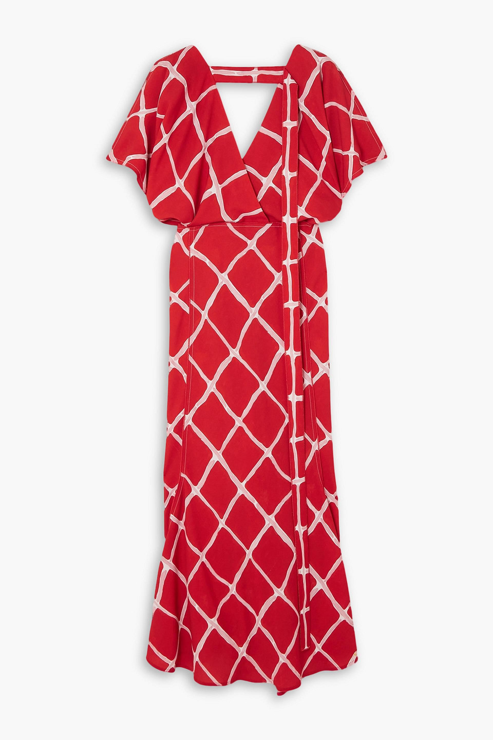 Victoria Beckham Cutout Printed Crepe De Chine Maxi Dress In Red