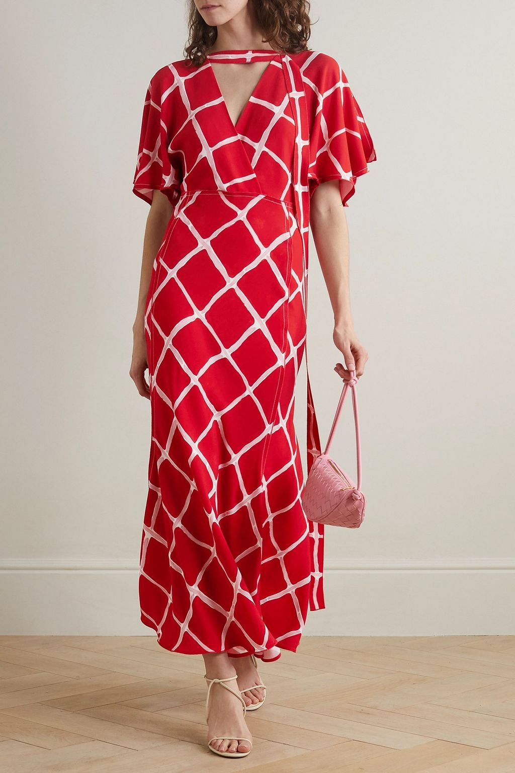 VICTORIA BECKHAM Cutout printed crepe de chine maxi dress