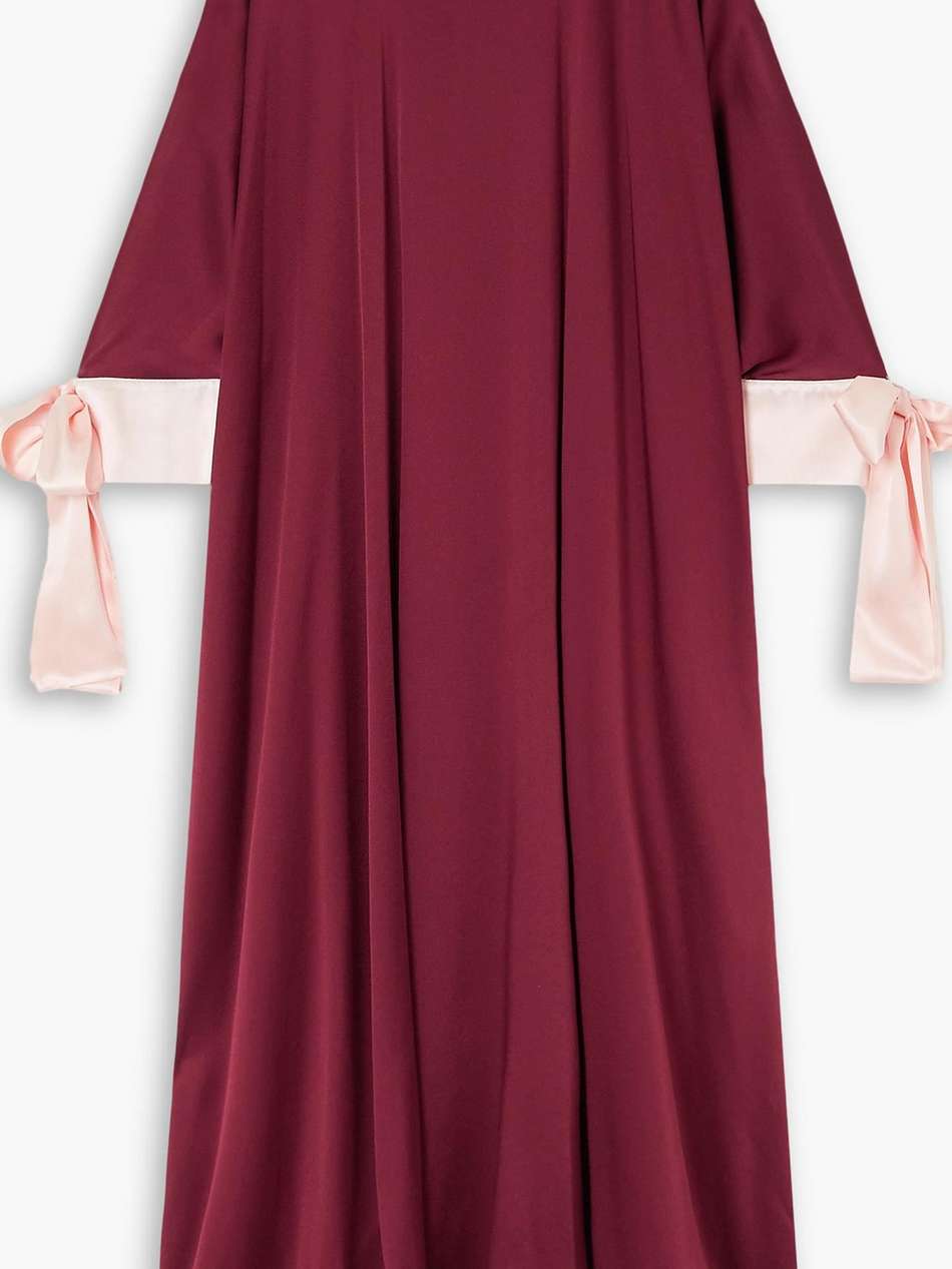 bow-detailed two-tone silk-satin kaftan