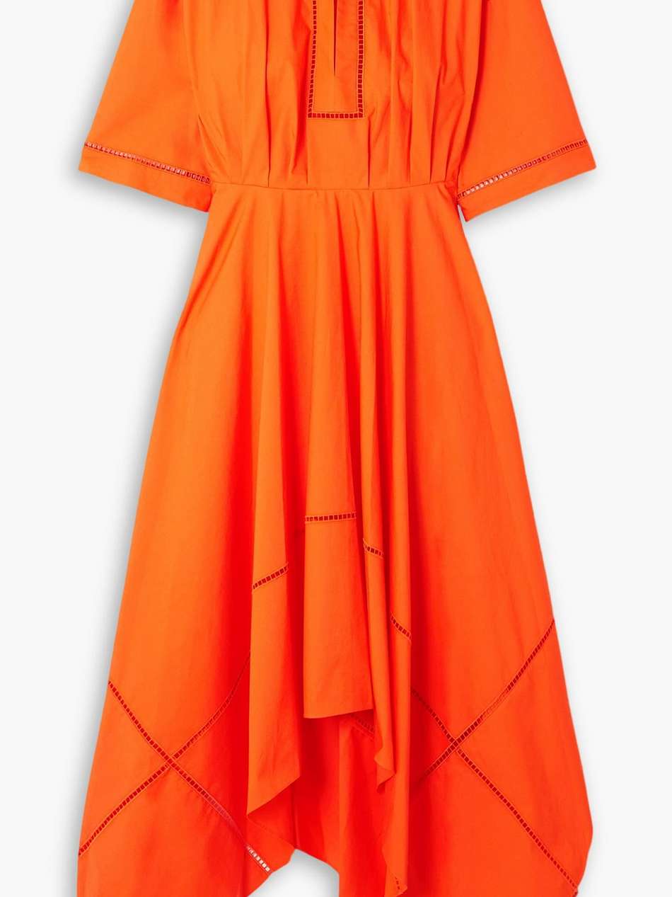 talita asymmetric organic cotton-poplin midi dress