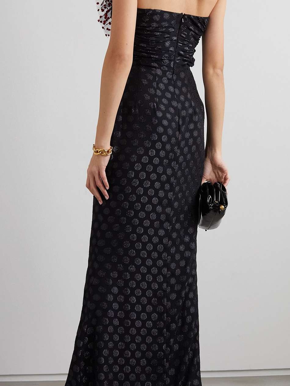 cutout embellished georgette halterneck maxi dress