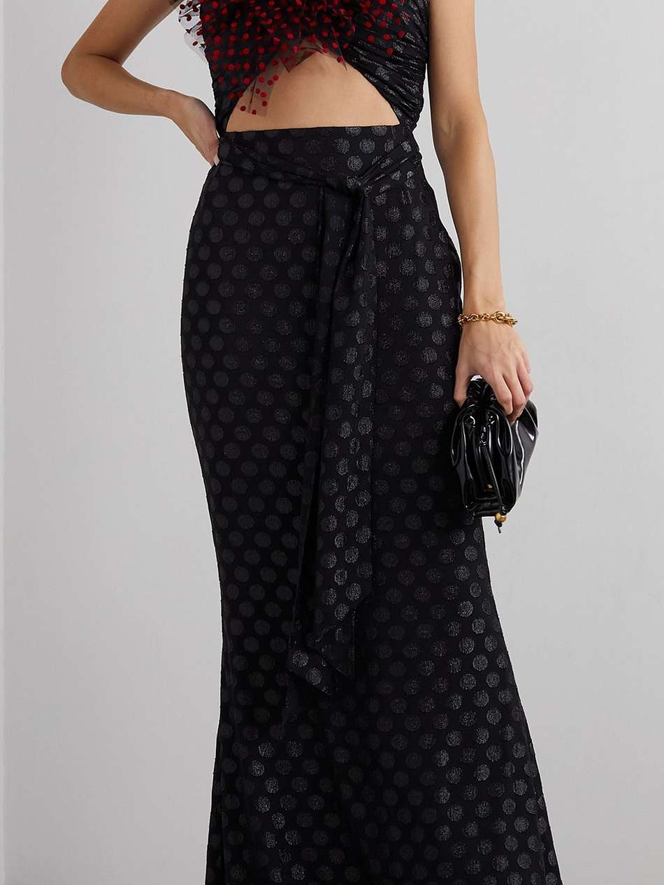 cutout embellished georgette halterneck maxi dress