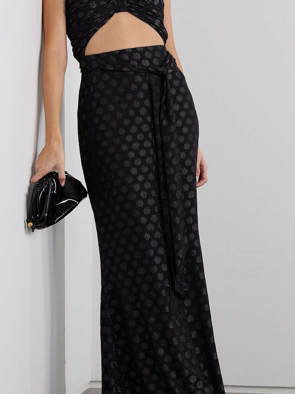 cutout embellished georgette halterneck maxi dress
