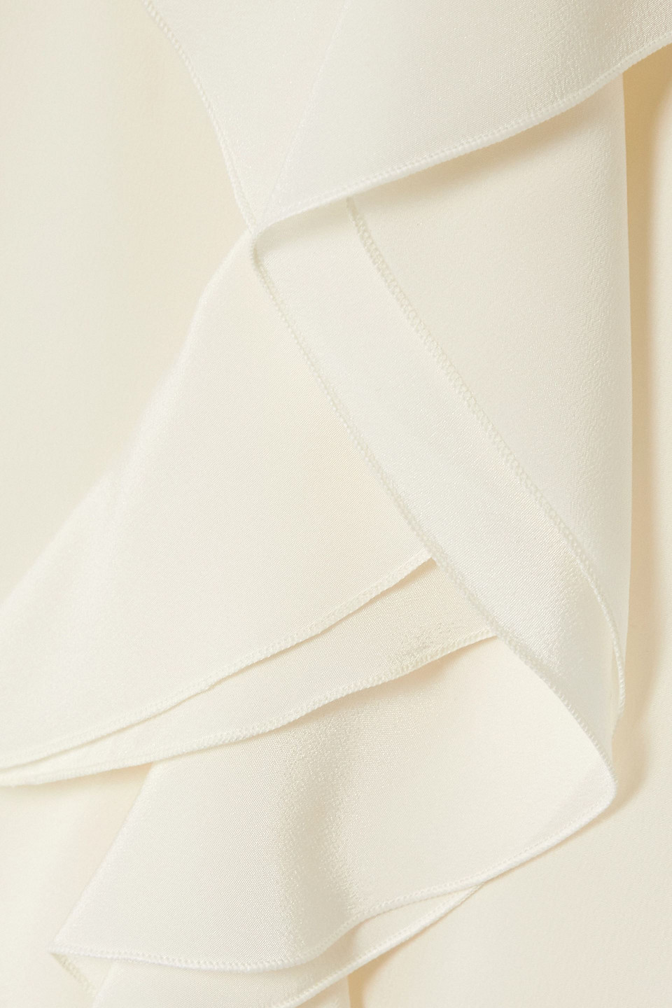 Shop Victoria Beckham Ruffled Silk Crepe De Chine Blouse In Cream