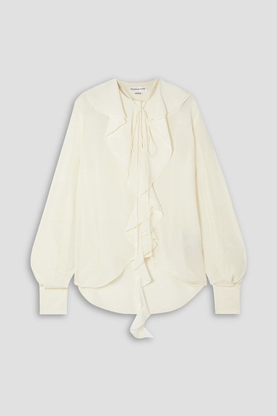 Victoria Beckham Ruffled Silk Crepe De Chine Blouse In Cream