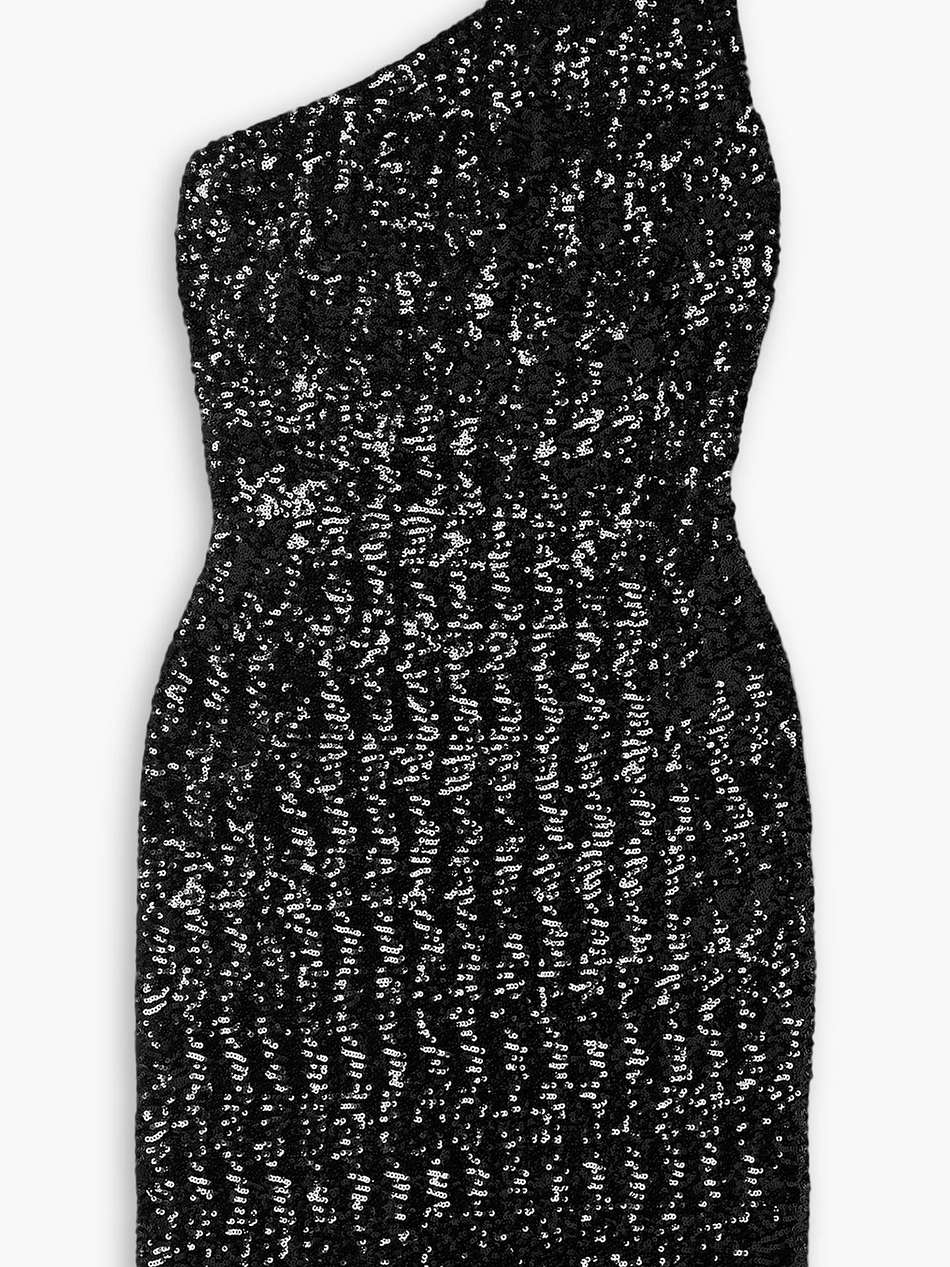 one-shoulder sequined tulle mini dress