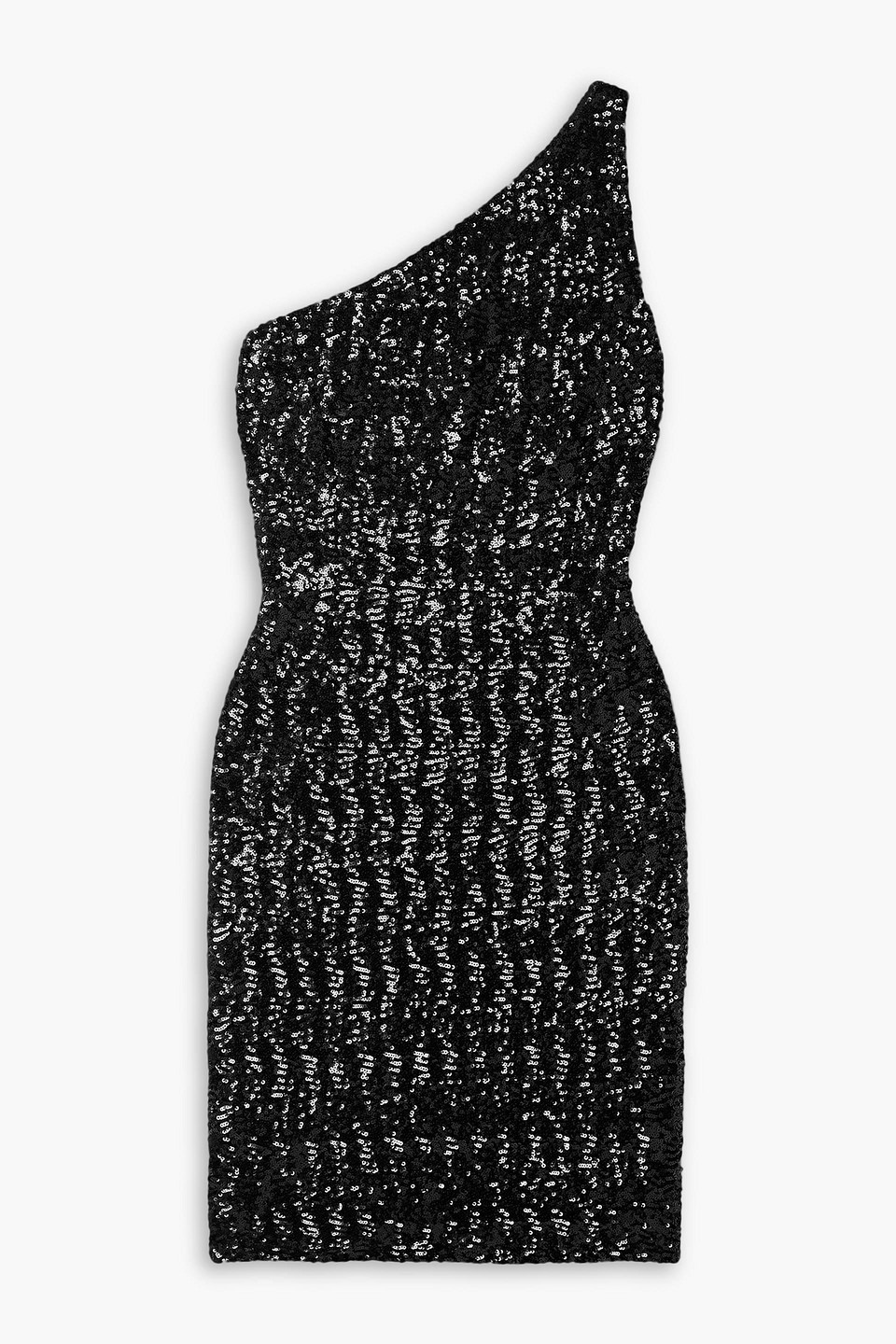 Michael Kors One-shoulder Sequined Tulle Mini Dress In Black
