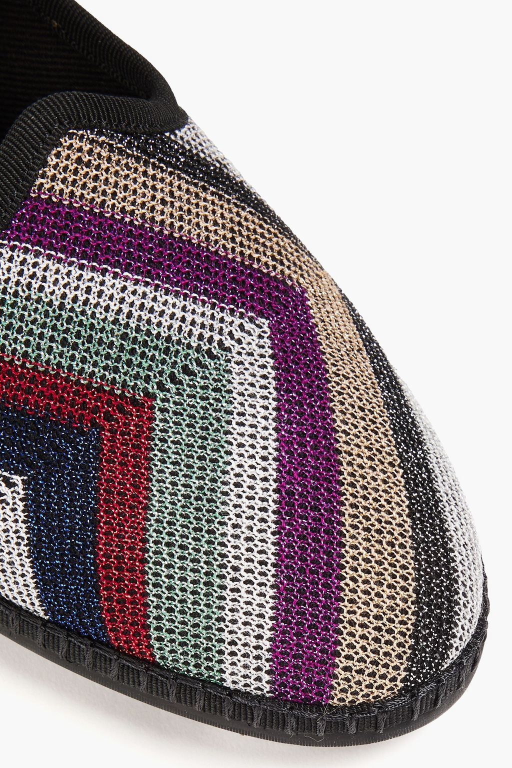 MISSONI حذاء باليرينا مسطح بحبكة كروشيه بلون معدني