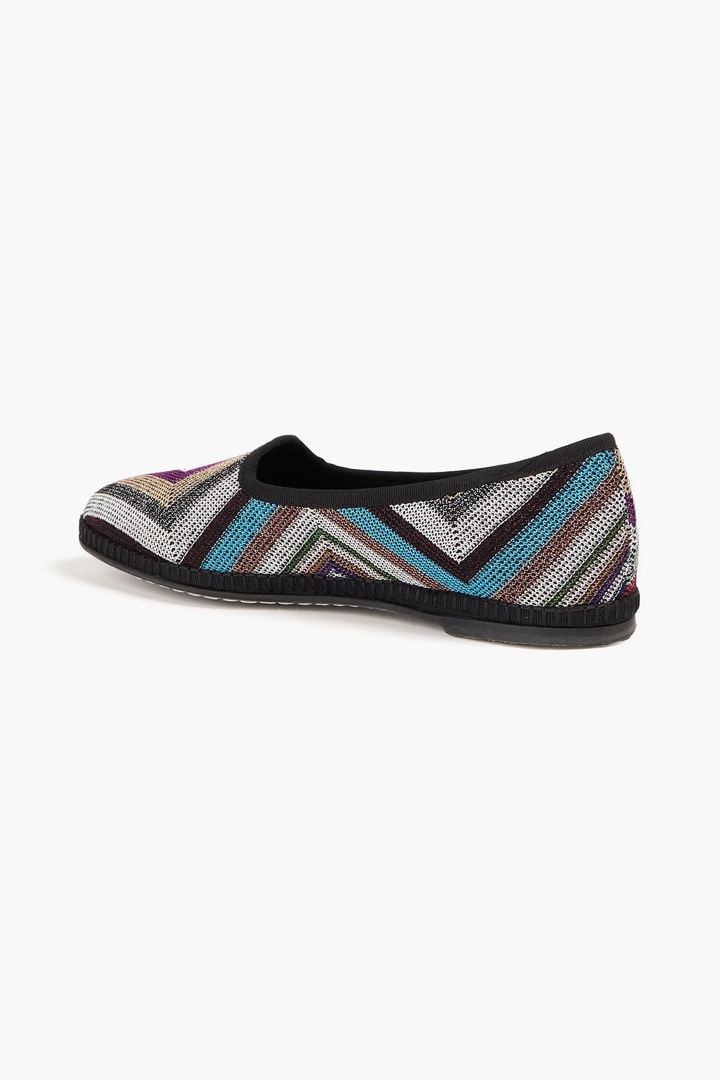 MISSONI حذاء باليرينا مسطح بحبكة كروشيه بلون معدني