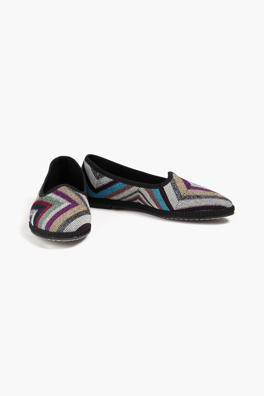 MISSONI حذاء باليرينا مسطح بحبكة كروشيه بلون معدني