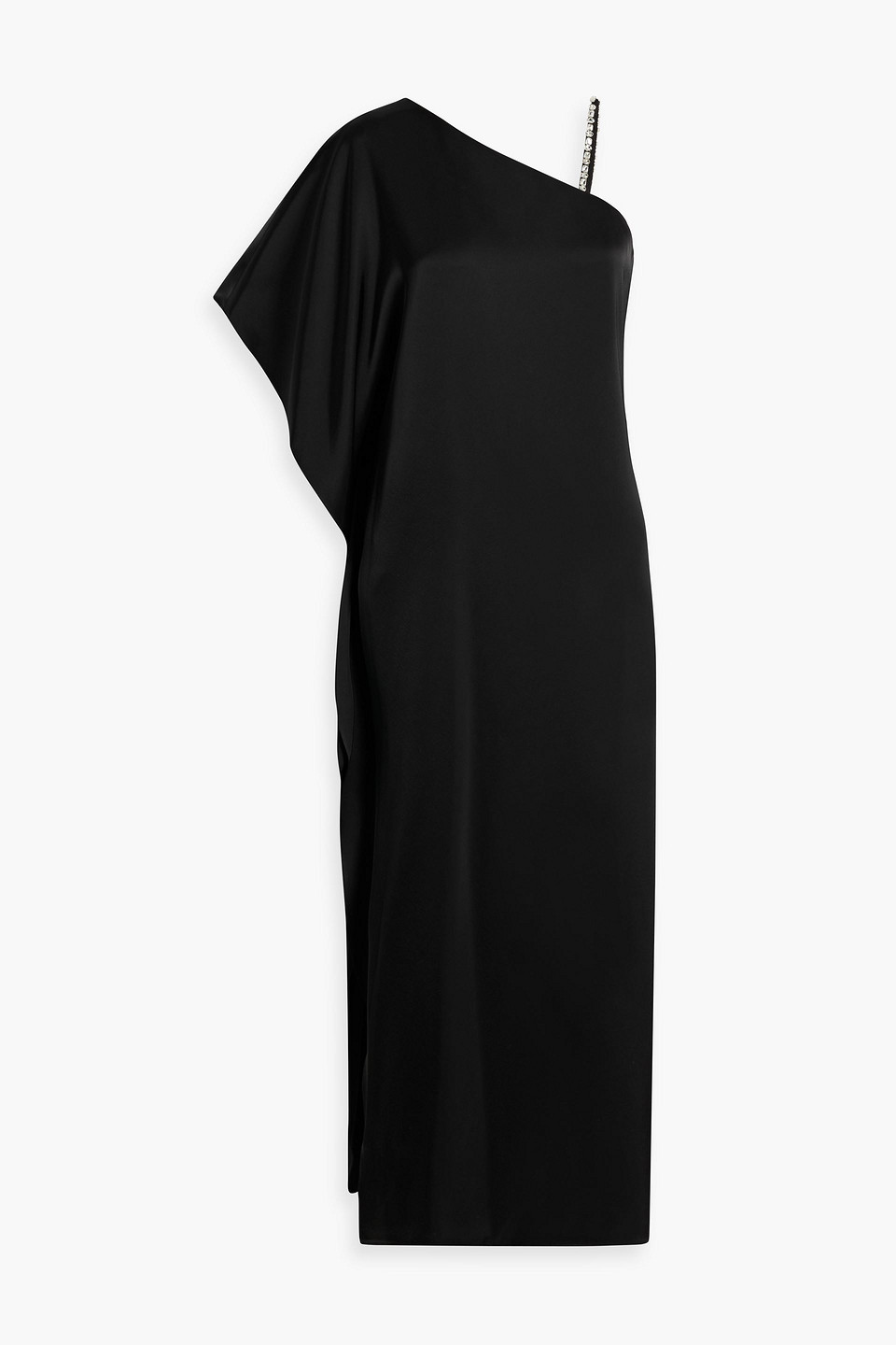 Alice And Olivia Tae Crystal-embellished Satin Maxi Dress In Black