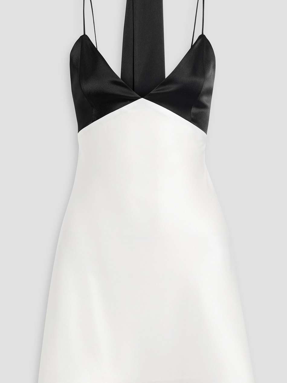julienne two-tone satin-crepe mini dress