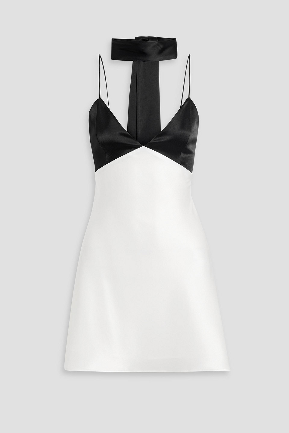 Julienne two-tone satin-crepe mini dress