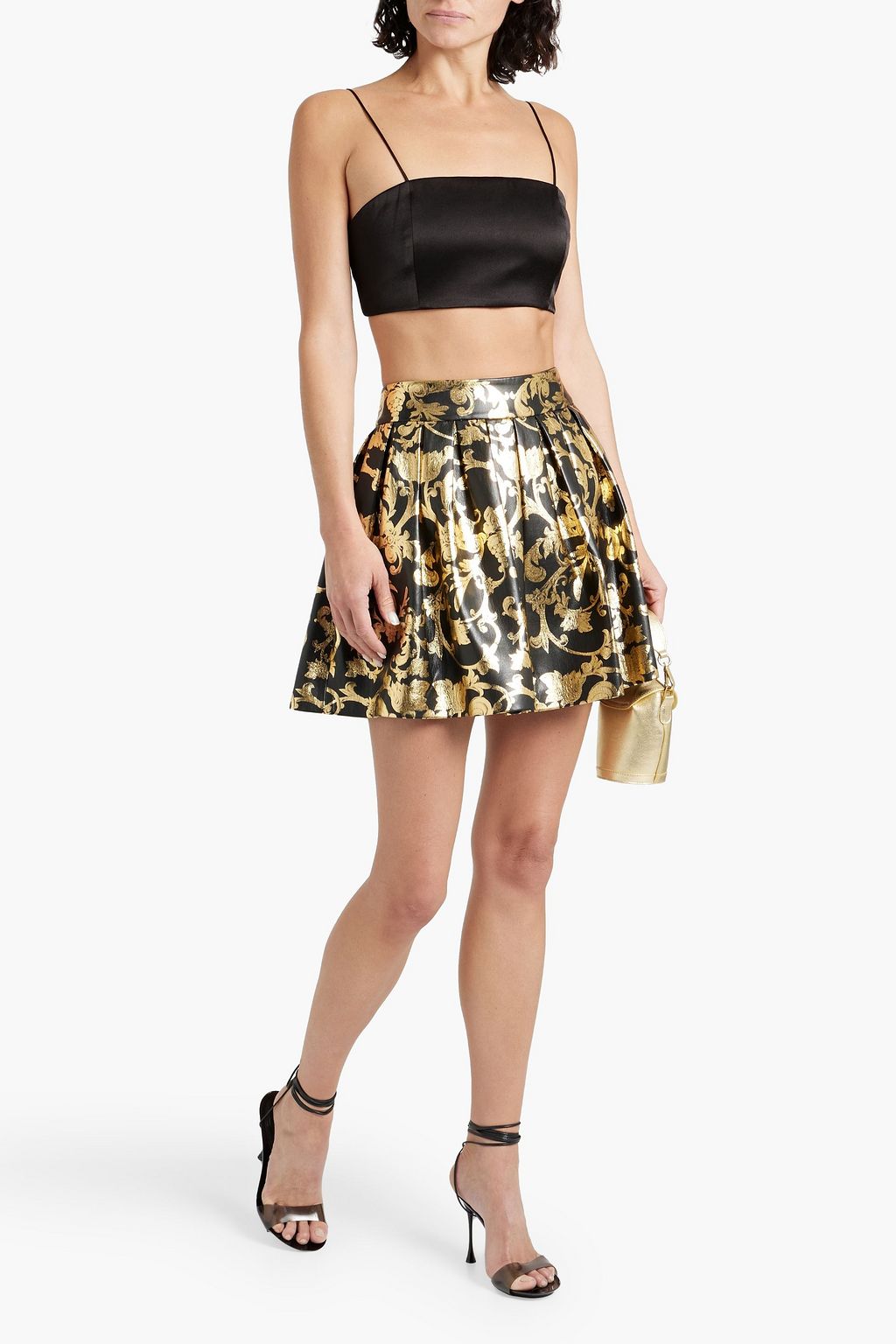 ALICE + OLIVIA توب بنمط حمالة صدر من ساتان كريب
