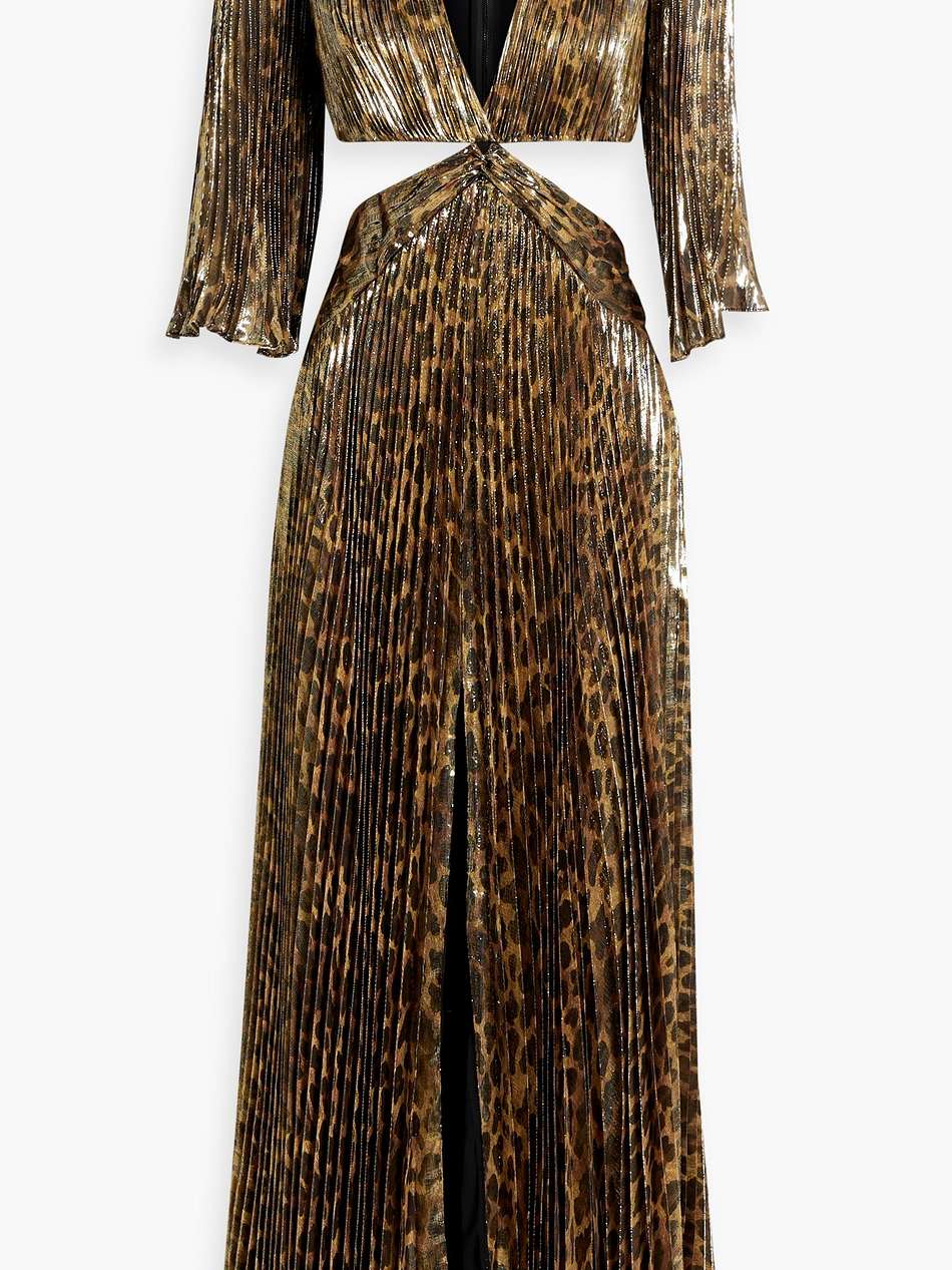 bahama metallic leopard-print  plissé silk-blend maxi dress