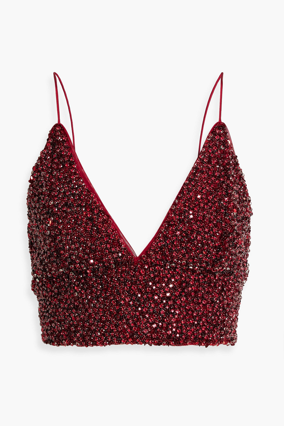 ALICE AND OLIVIA CARLI EMBELLISHED MESH BRA TOP