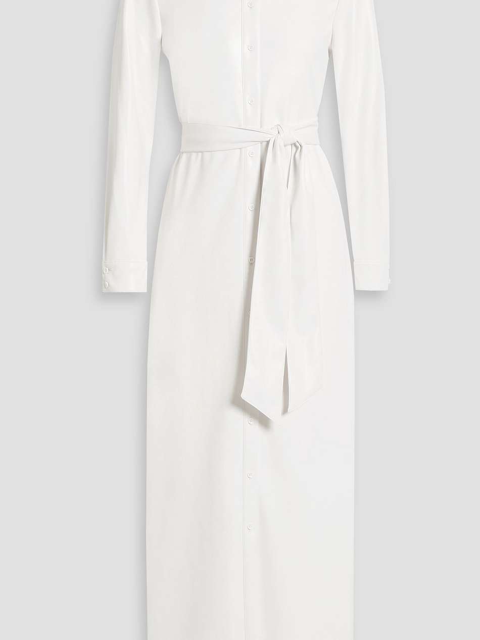 chassidy belted faux leather maxi shirt dress