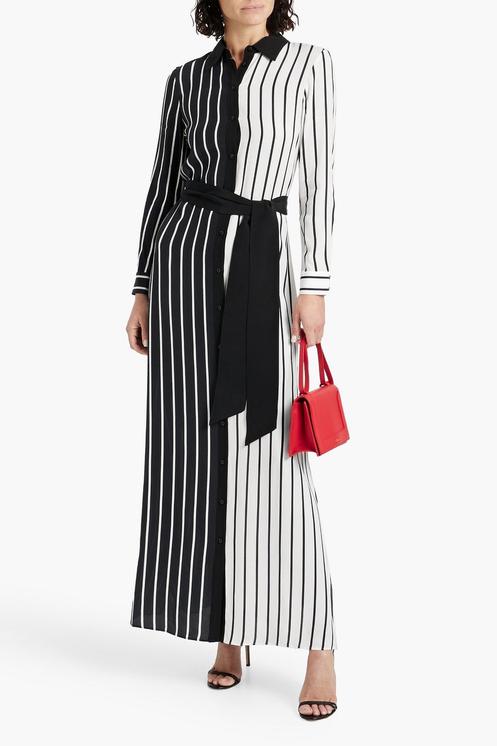 ALICE + OLIVIA Chassidy Hemdkleid in Maxilänge aus einer Cupro-ECOVERO™-Mischung mit Streifen