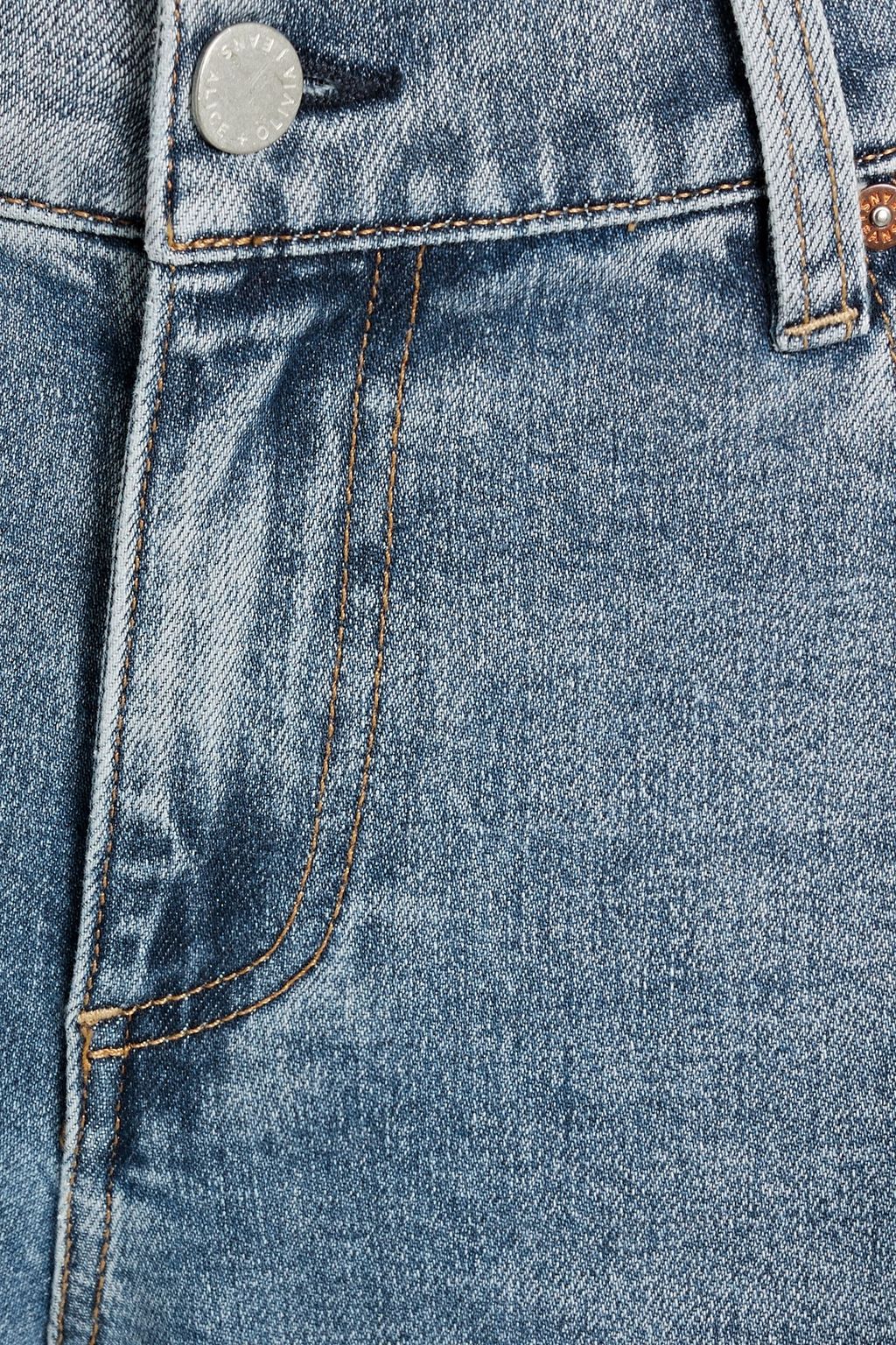 ALICE + OLIVIA JEANS بنطال جينز "سادي" بقصة أرجل مستقيمة وخصر مرتفع