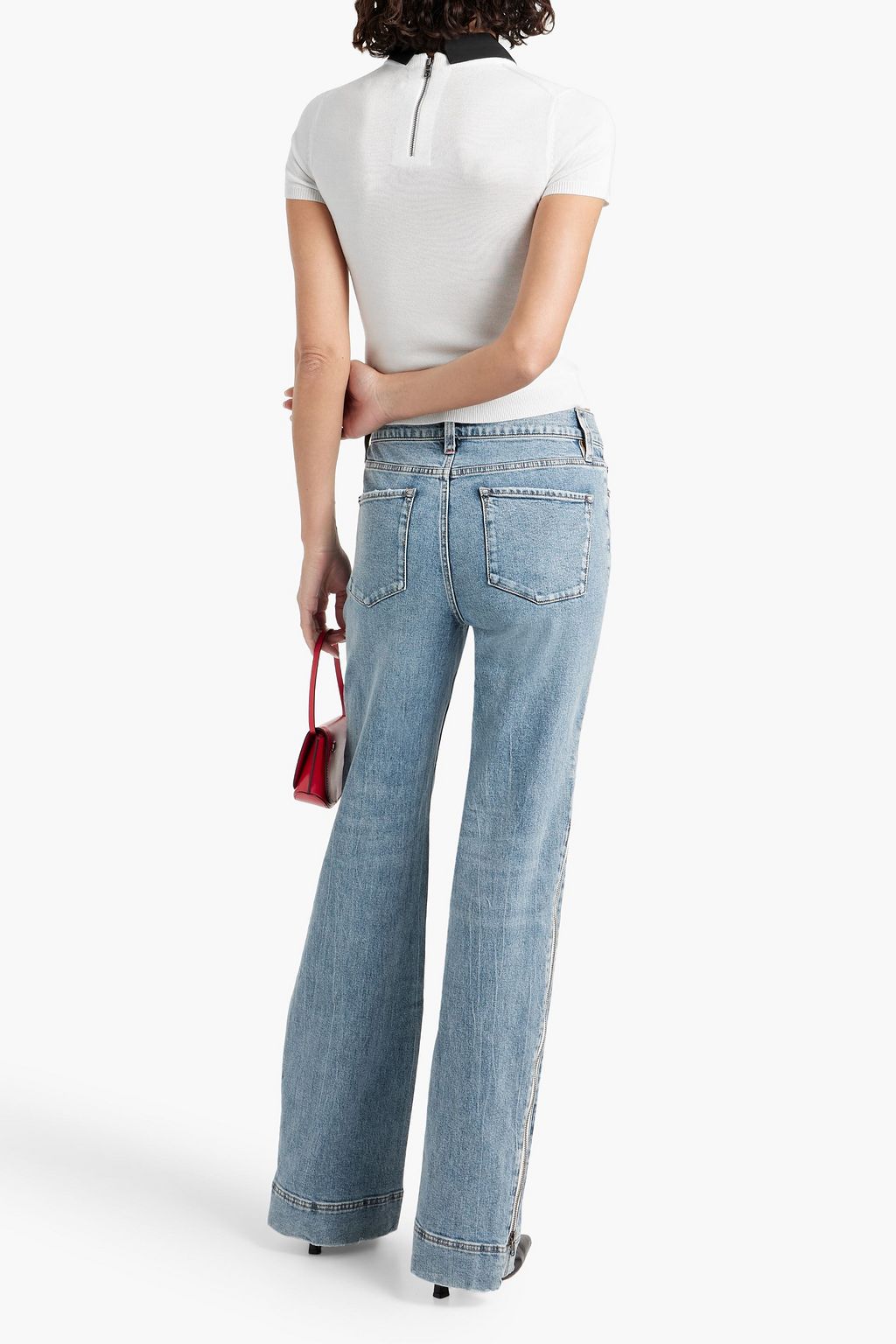 ALICE + OLIVIA JEANS بنطال جينز "سادي" بقصة أرجل مستقيمة وخصر مرتفع