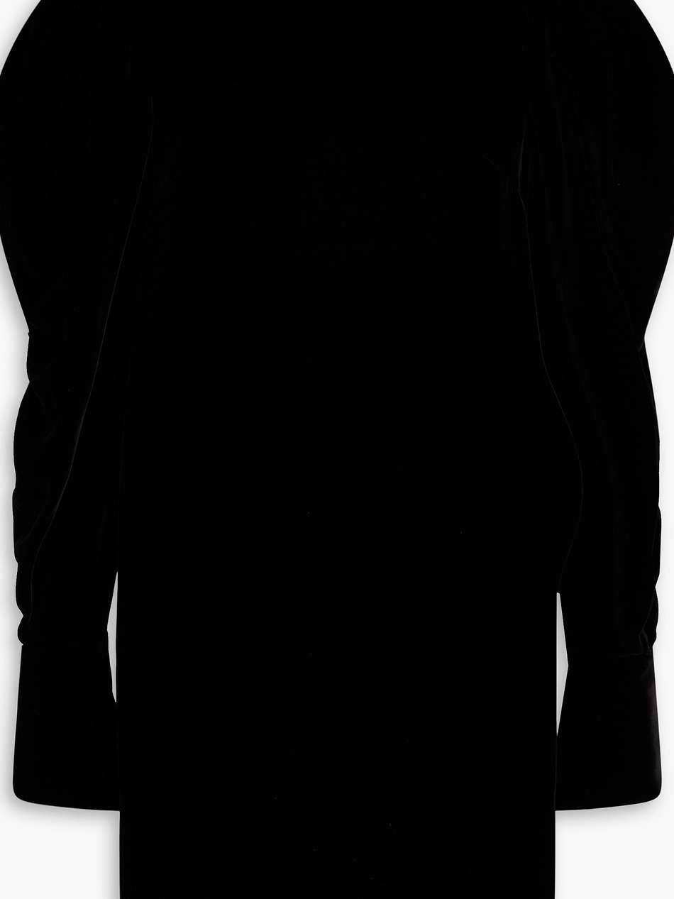 gathered velvet mini dress