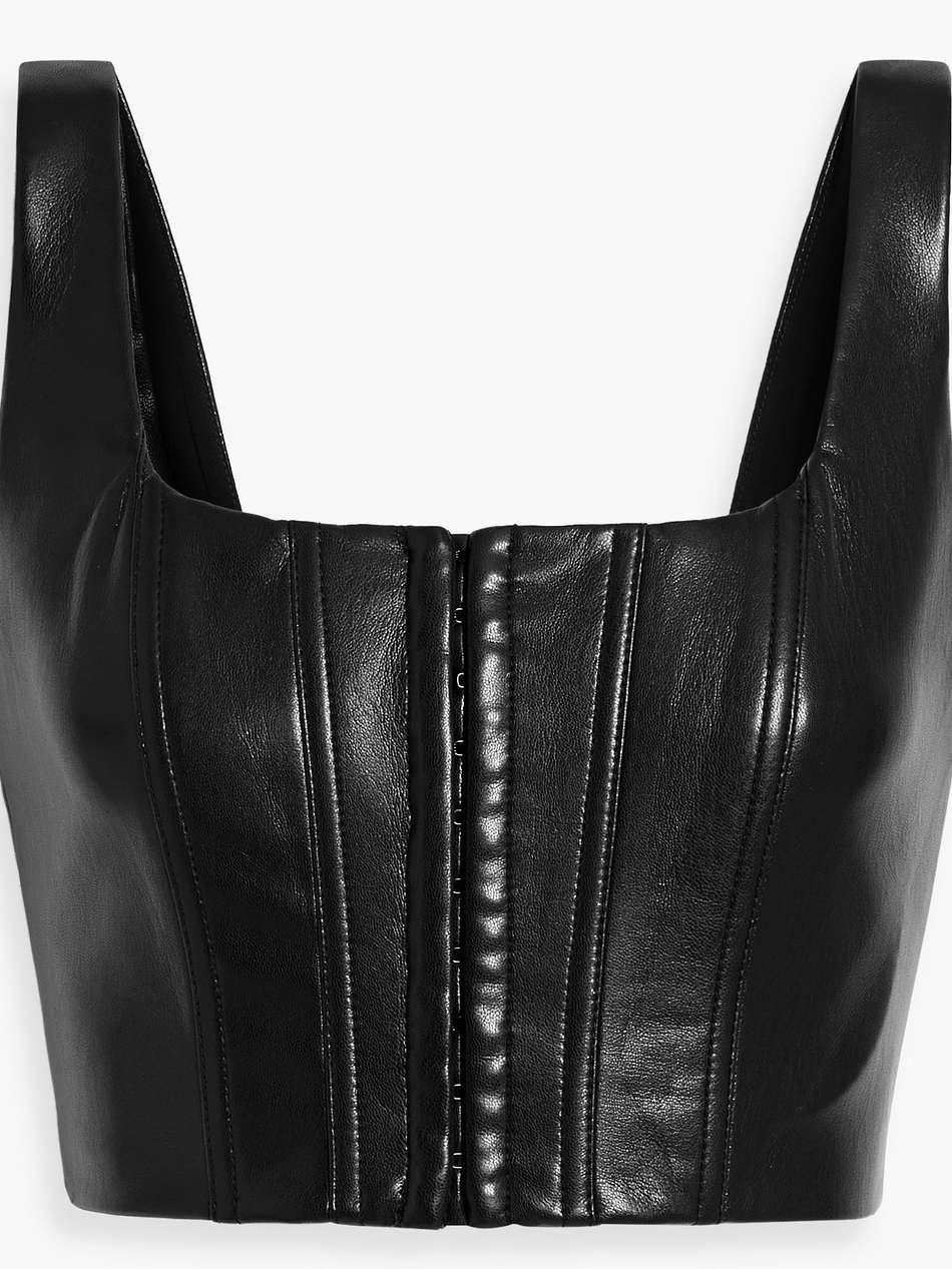 breslin cropped faux leather top