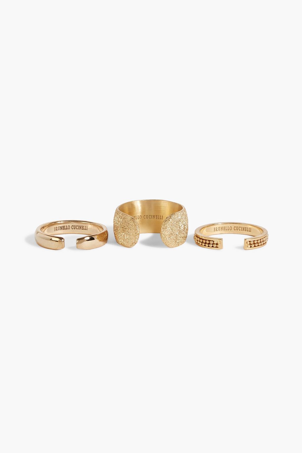 BRUNELLO CUCINELLI Set of three gunmetal-tone rings