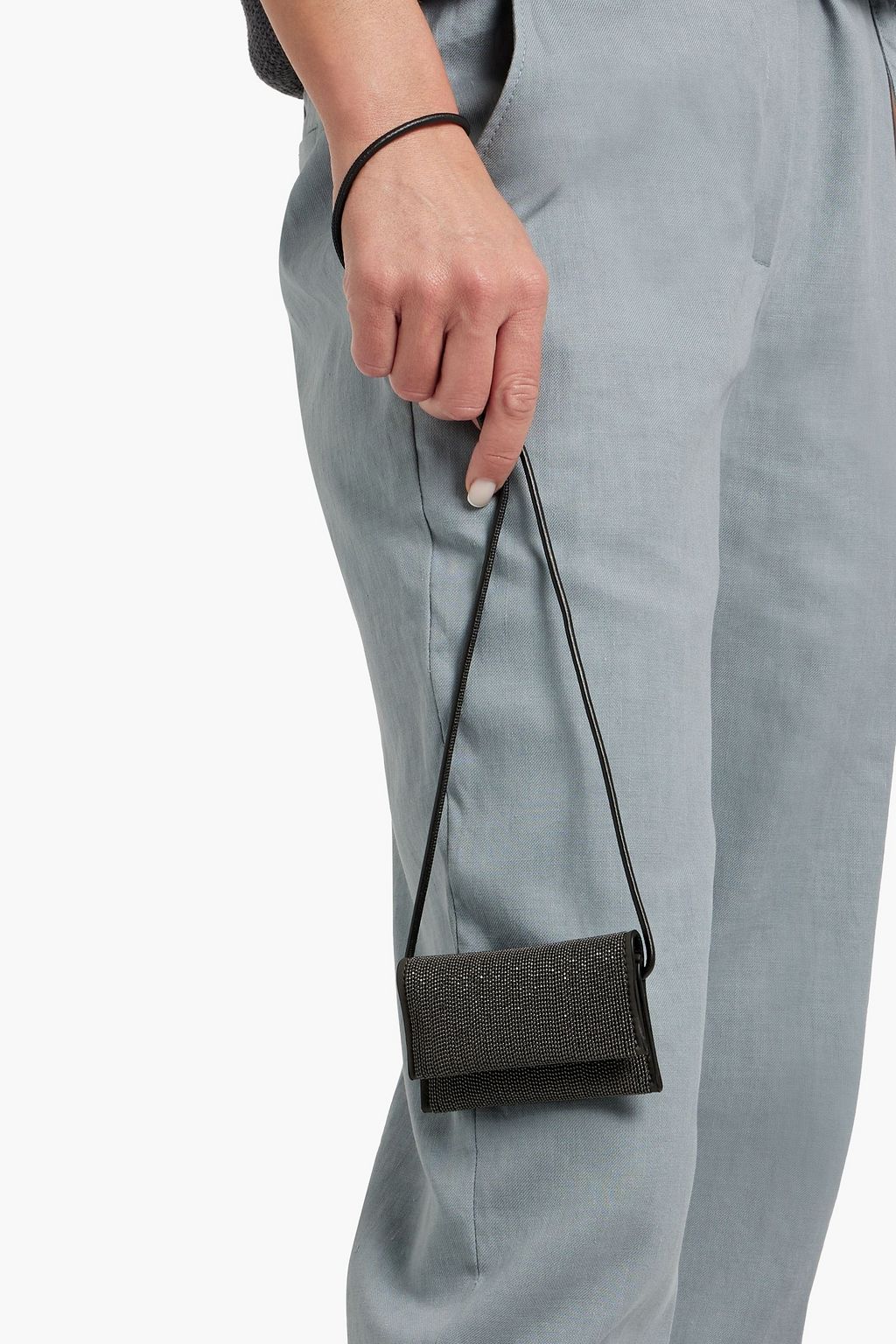BRUNELLO CUCINELLI Beaded leather shoulder bag