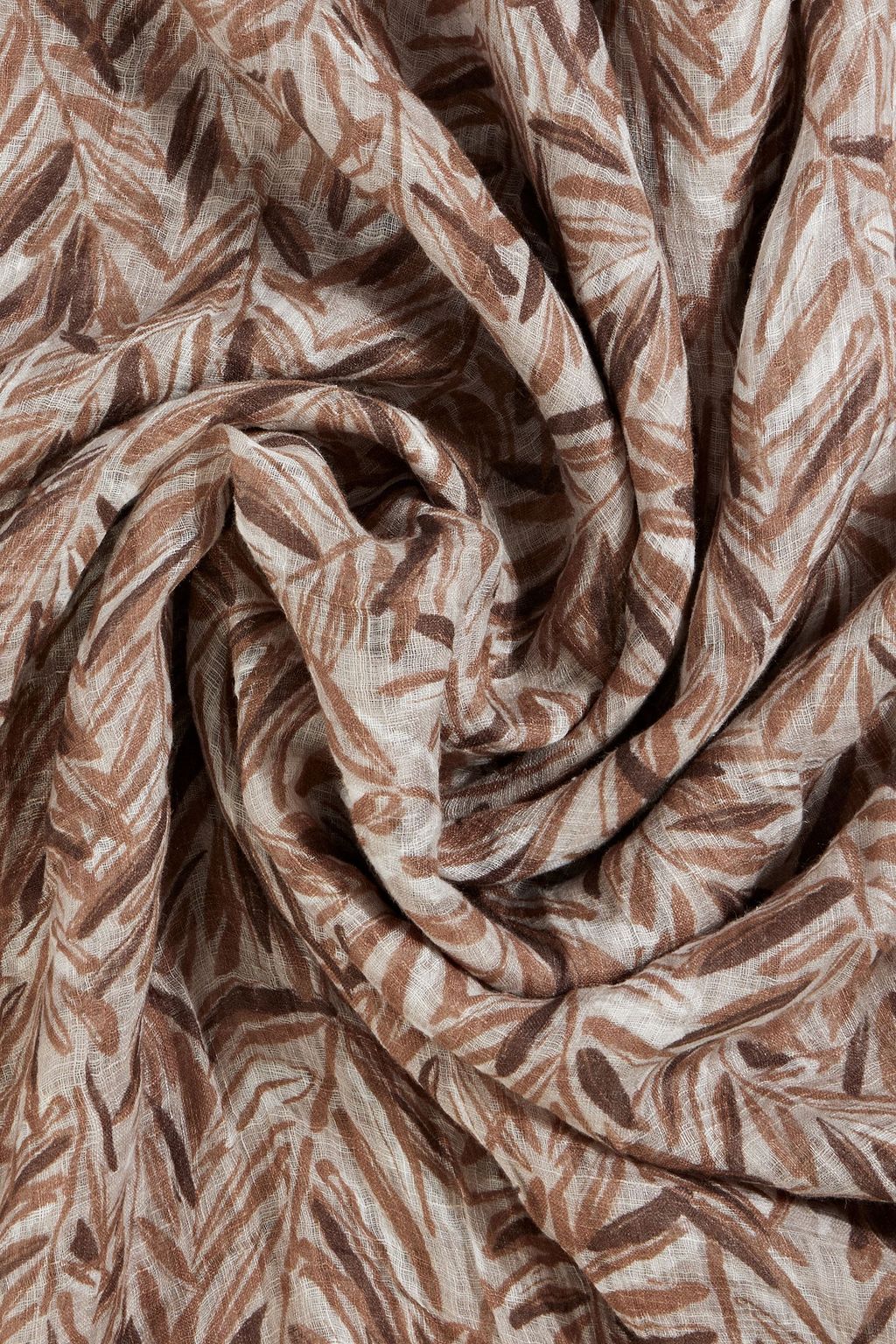 BRUNELLO CUCINELLI وشاح من الكتان الرقيق مزين بطبعات