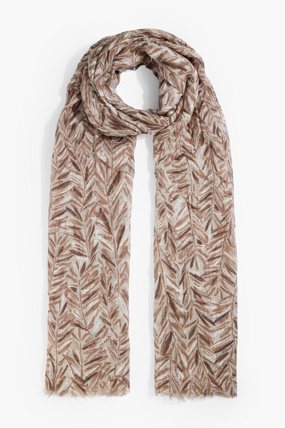 Brunello Cucinelli Printed Linen-gauze Scarf In Light Brown