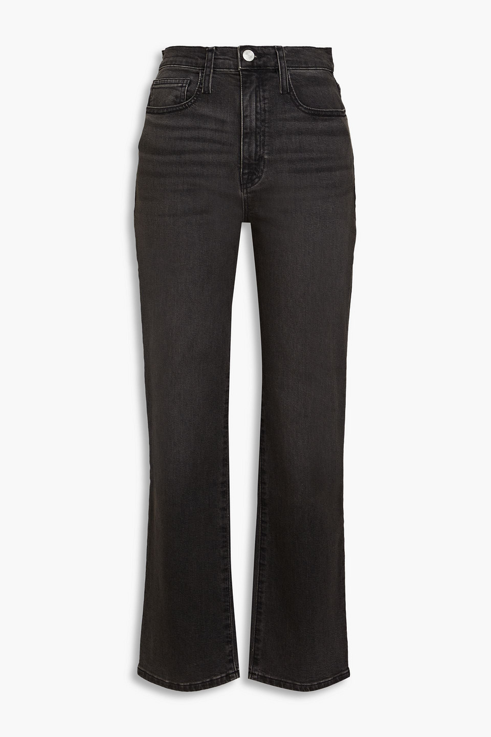 Frame Le Jane Cropped High-rise Straight-leg Jeans In Dark Gray