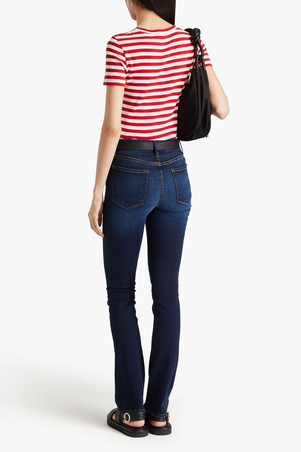 FRAME LE MINI BOOT FADED MID-RISE BOOTCUT JEANS