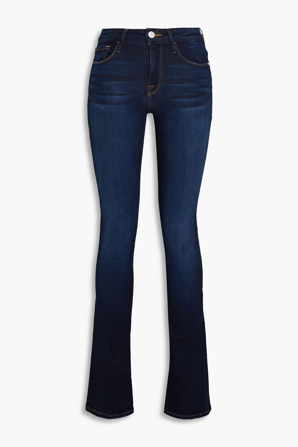 Frame Le Mini Boot Faded Mid-rise Bootcut Jeans In Dark Denim