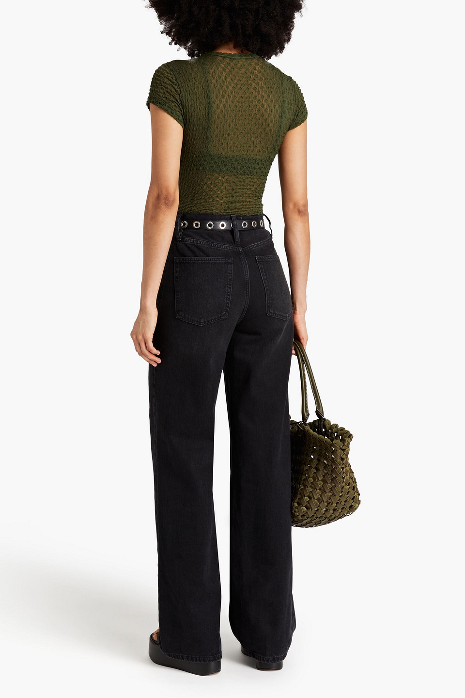 Shop Frame The 1978 High-rise Wide-leg Jeans In Black