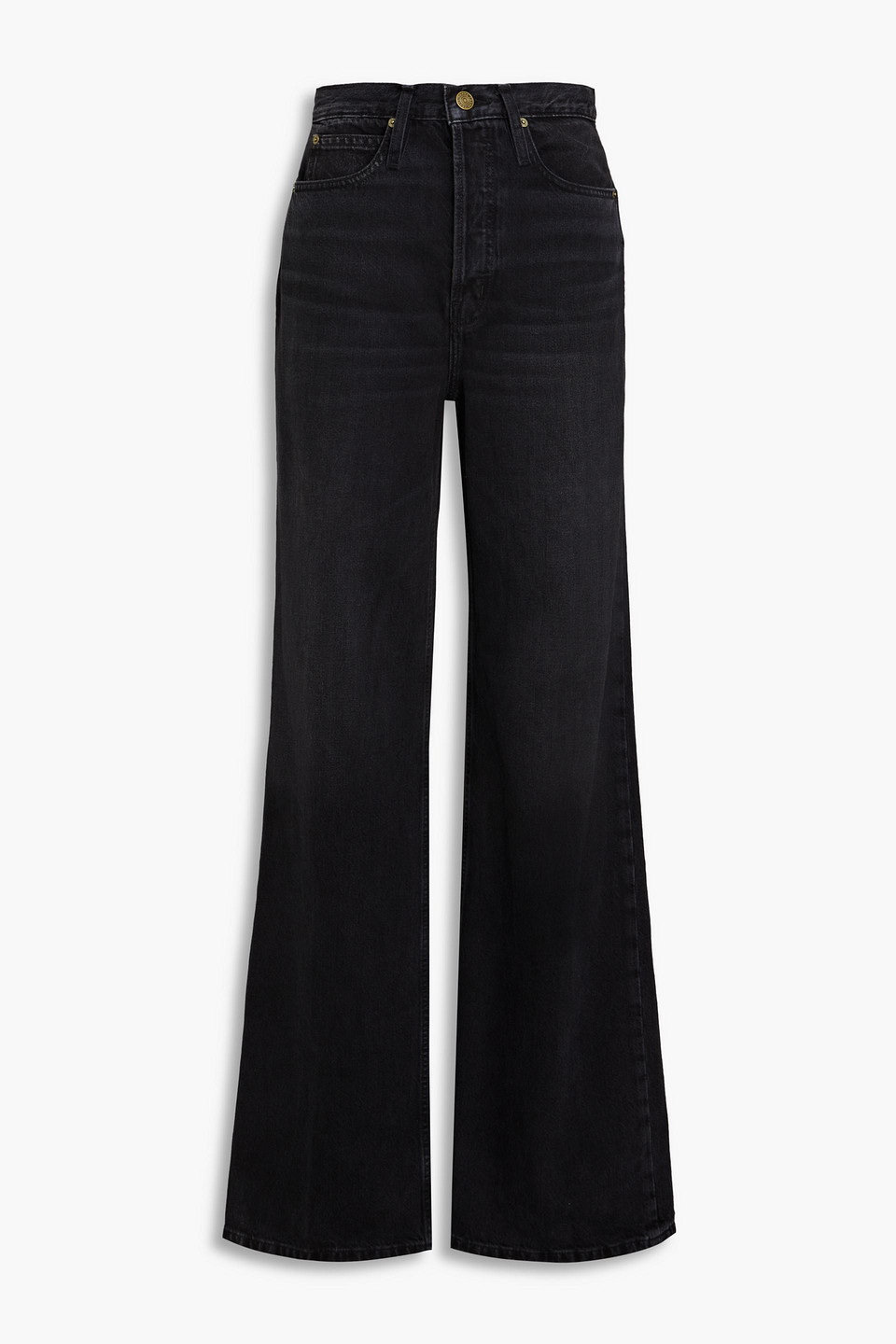 Shop Frame The 1978 High-rise Wide-leg Jeans In Black