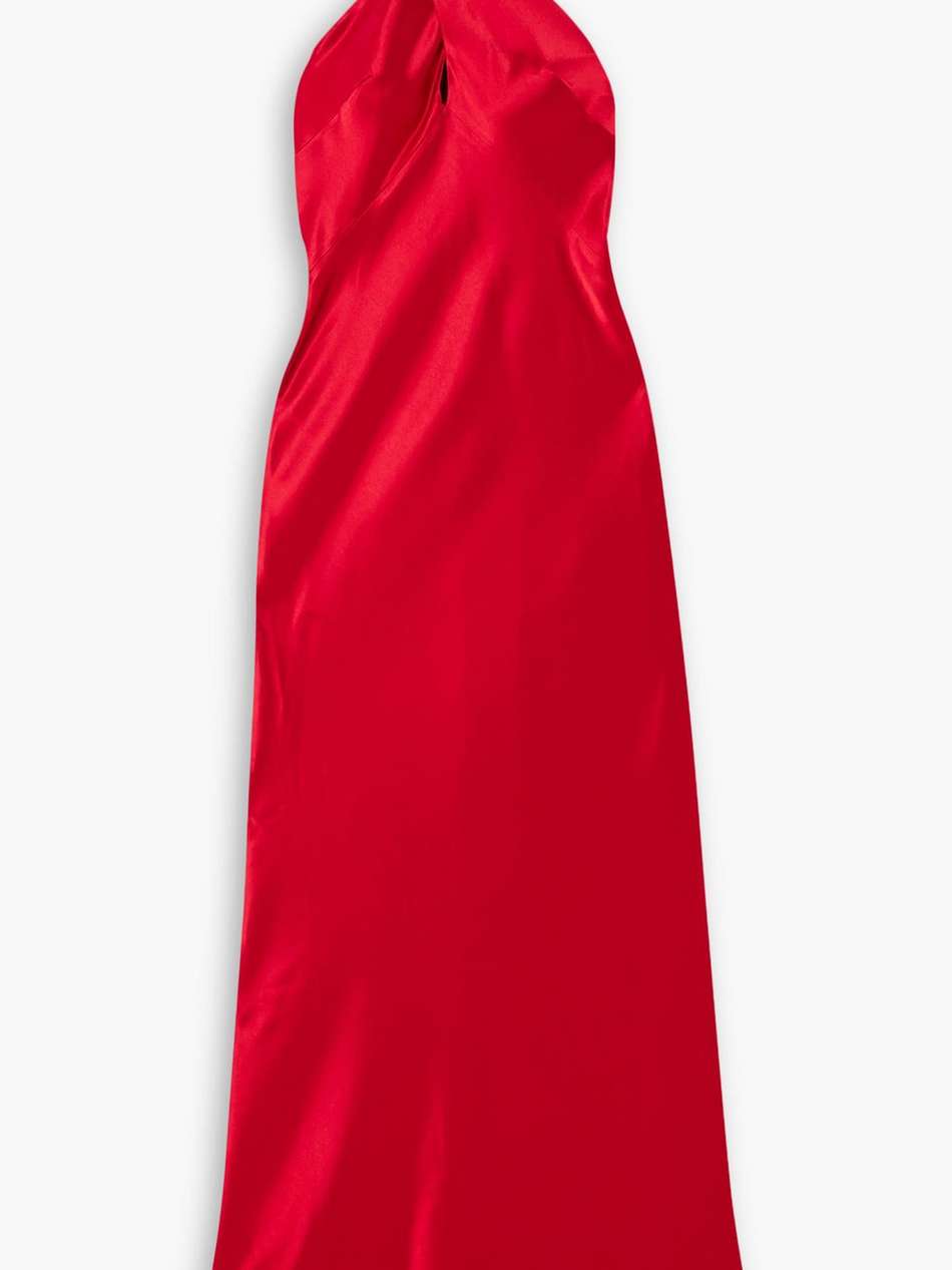 evelyn cutout satin halterneck maxi dress