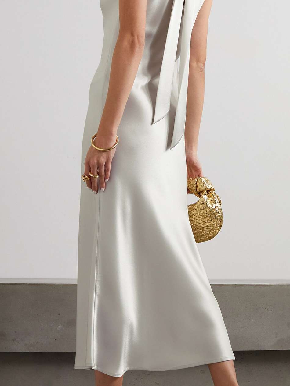 sienna satin halterneck midi dress